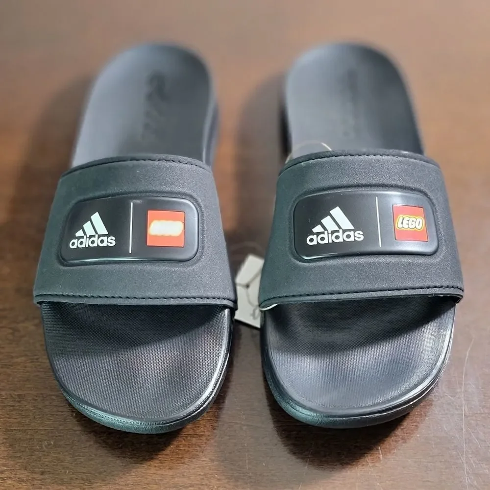 Adidas Lego Adilette Comfort Slide Sandal Black Red Logo Worldwide Ultraboost